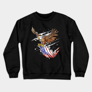 Eagle and US Flag Graphic Crewneck Sweatshirt